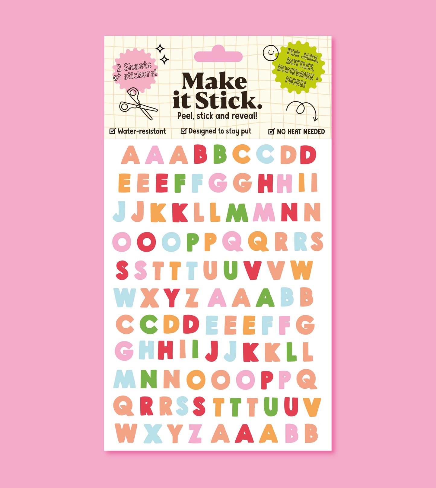 Multi Colour Letters Make it Stick Transfer Decal Pack