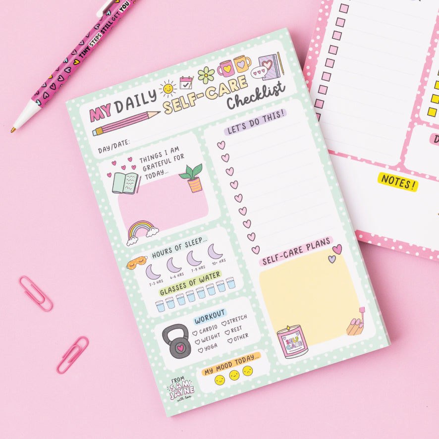 'My Daily Self-care Checklist' Notepad