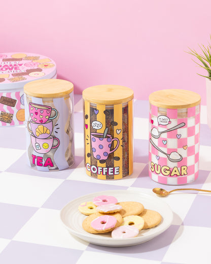 Sam Jayne Tea & Sugar Glass Canister Set